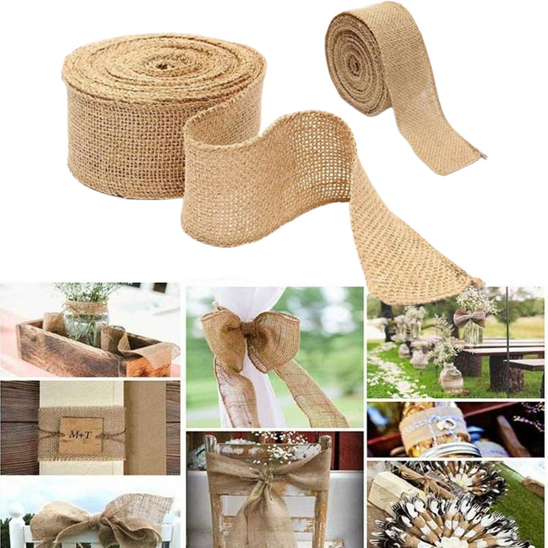 Wedding Supply Rentals - 2M/Roll Naturale Juta tela Nastri per