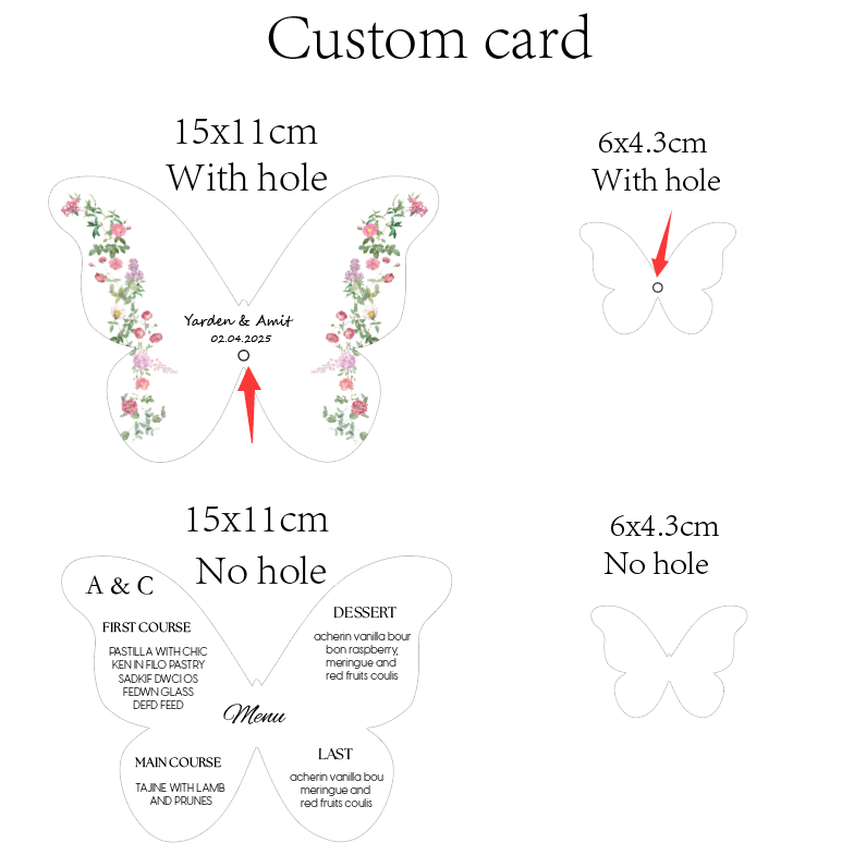 Menu farfalla elegante persona - Wedding Supply Business recensione e prezzo